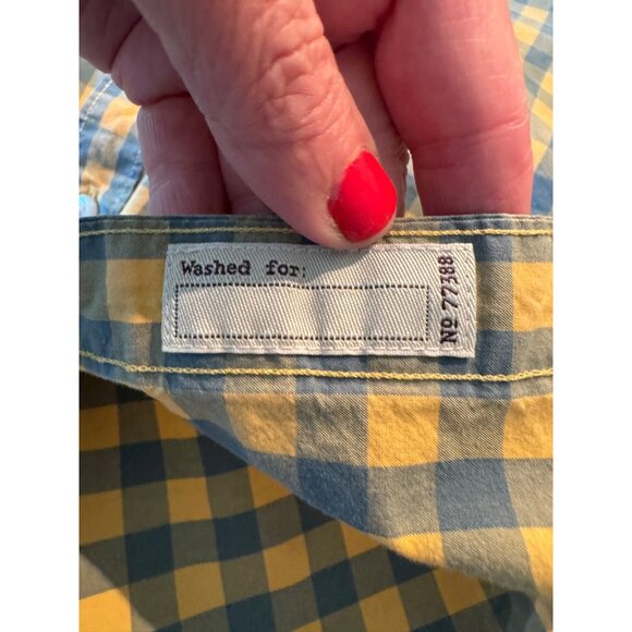 J.Crew Slim Fit Yellow Gray Checkered Gingham Cotton Button Up Shirt M Preppy - Picture 9 of 9